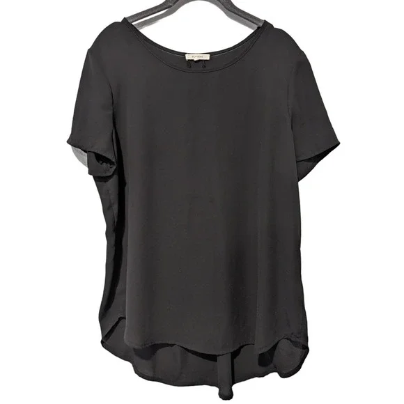 Pleione Black Sheer Blouse Women's Top - Picture 1 of 5